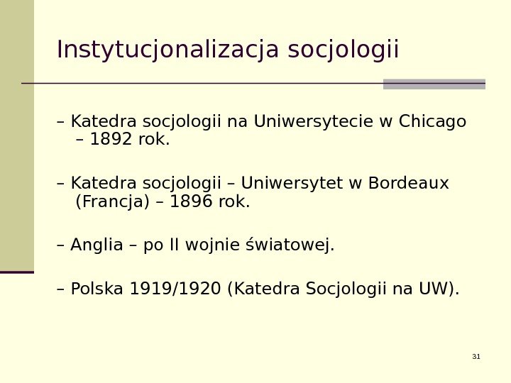 Instytucjonalizacja socjologii – Katedra socjologii na Uniwersytecie w Chicago – 1892 rok. – Katedra