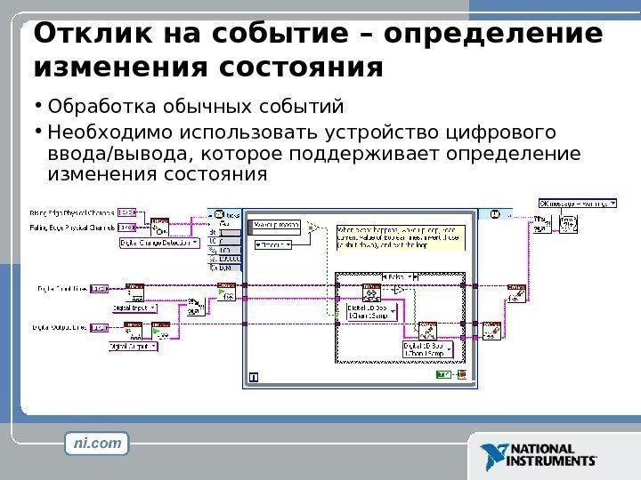 Отклик на событие – определение изменения состояния • Обработка обычных событий  • Необходимо