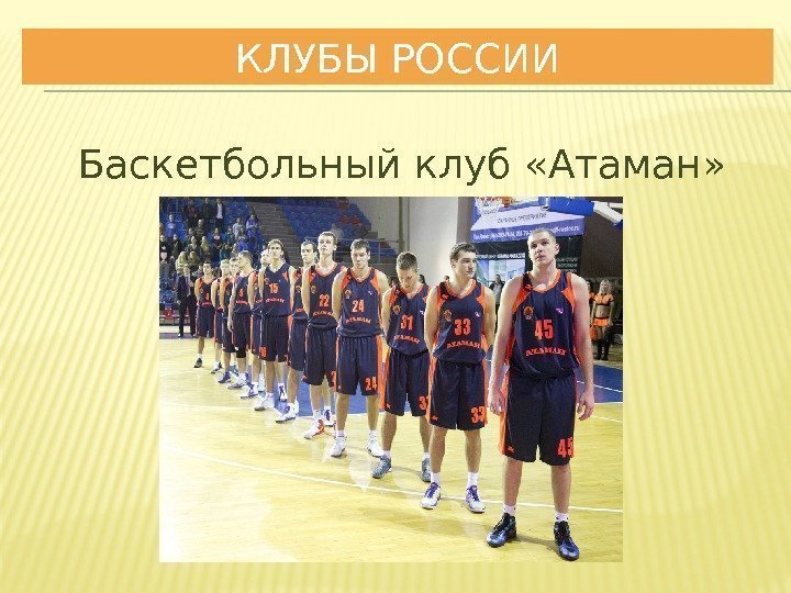 КЛУБЫ РОССИИ Баскетбольный клуб «Атаман» 
