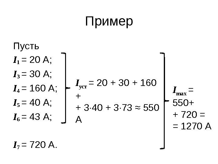 Пример Пусть I 1 = 20 А; I 3 = 30 А; I 4