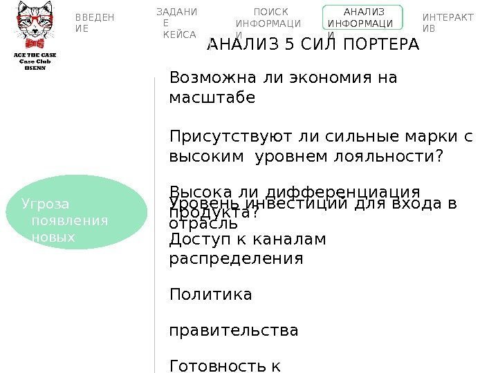 Уровень инвестиций для входа в  отрасль Доступ к каналам  распределения Политика правительства