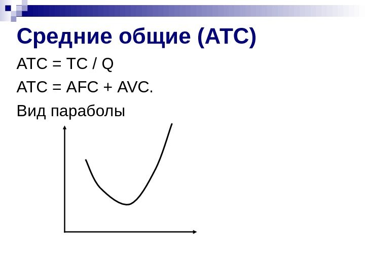   Средние общие (АТС) ATC = T С / Q АТС = AFC