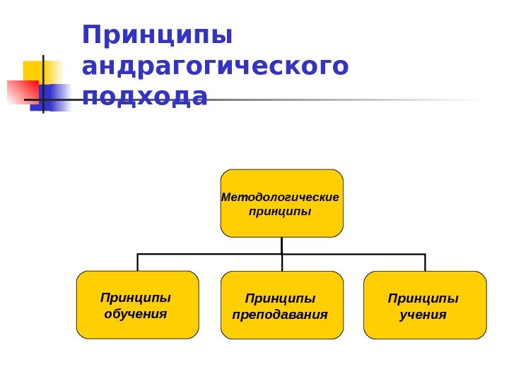   Принципы андрагогического подхода Методологические принципы  Принципы обучения  Принципы преподавания 