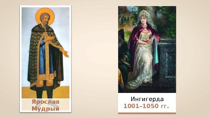 Ярослав Мудрый Ингигерда 1001– 1050 гг. 