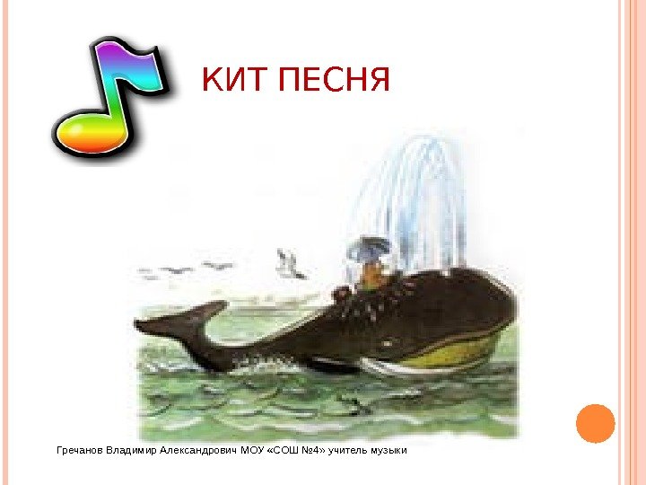 КИТ ПЕСНЯ Гречанов Владимир Александрович МОУ «СОШ № 4» учитель музыки  