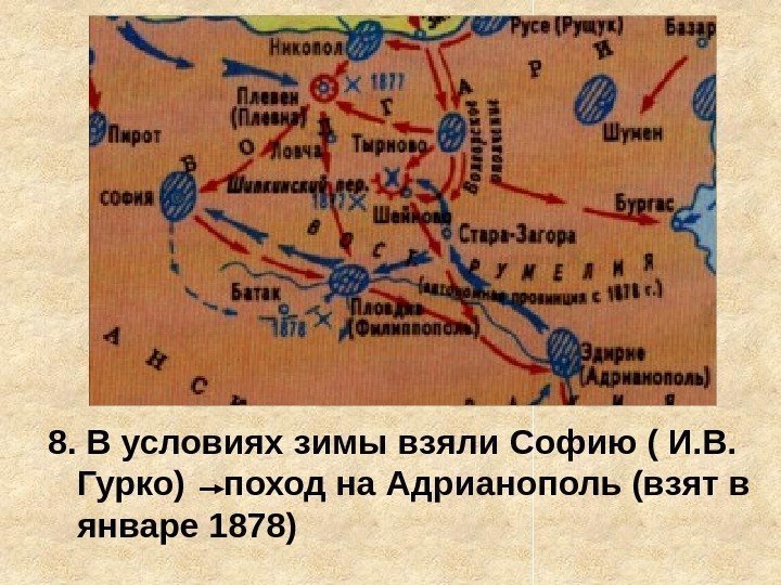 8. В условиях зимы взяли Софию ( И. В.  Гурко)  поход на