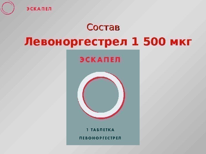   Состав Левоноргестрел 1 500 мкг 