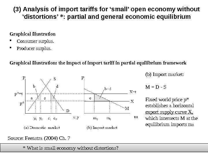 (3) Analysis of import tariffs for ‘small’ open economy without ‘distortions’ * : partial