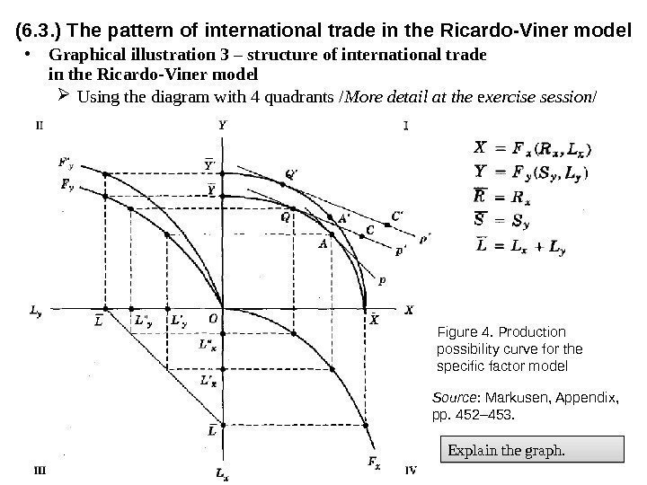(6. 3. ) The pattern of international trade in the Ricardo-Viner model • Graphical