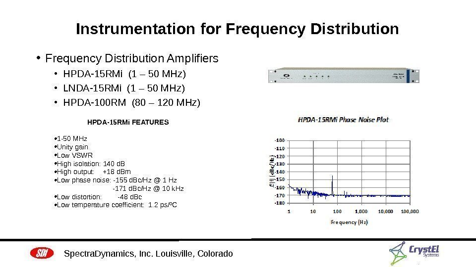 Instrumentation for Frequency Distribution • Frequency Distribution Amplifiers • HPDA-15 RMi (1 – 50