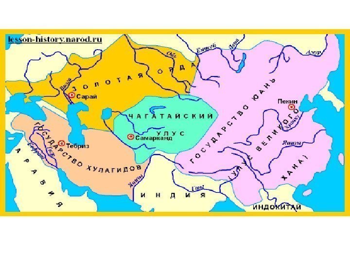 Государства наследников Чингисхана 1224 г. – возникновение Улуса Джучи с 1266 г. – Золотая