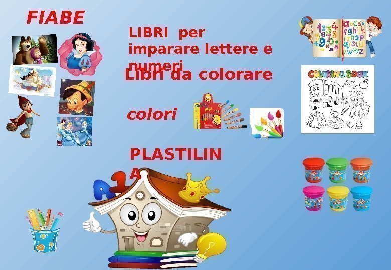 FIABE LIBRI per imparare lettere e numeri  Libri da colorare colori PLASTILIN A