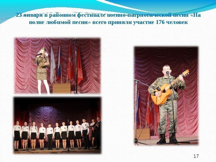 23 января в районном фестивале военно-патриотической песни «На волне любимой песни» всего приняли участие