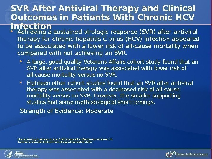  Achieving a sustained virologic response (SVR) after antiviral therapy for chronic hepatitis C