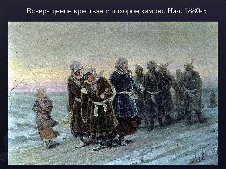 Возвращение крестьян с похорон зимою. Нач. 1880 -х 