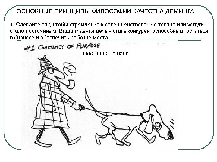 ОСНОВНЫЕ ПРИНЦИПЫ ФИЛОСОФИИ КАЧЕСТВА ДЕМИНГА 1. Сделайте так, чтобы стремление к совершенствованию товара или