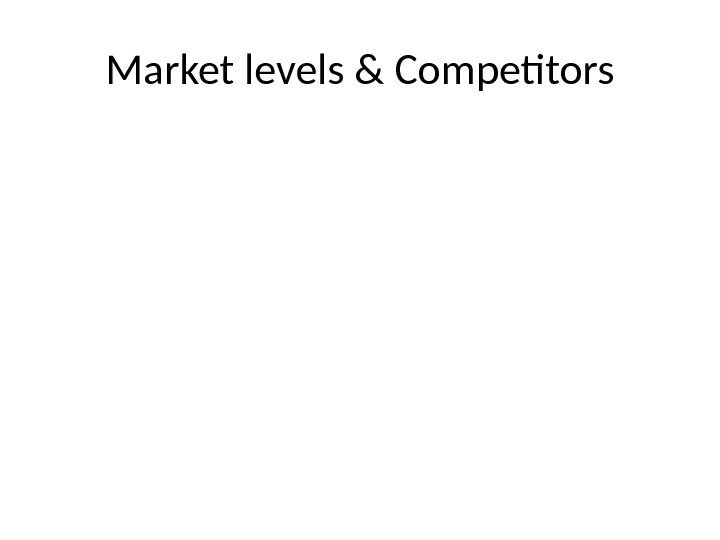 Market levels & Competitors 