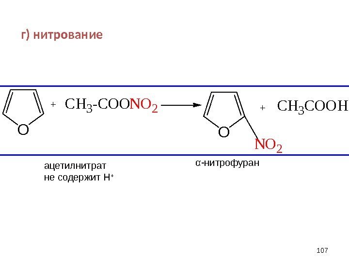 г) нитрование 107 O +CH 3 -COONO 2 O NO 2 +CH 3 COOHα