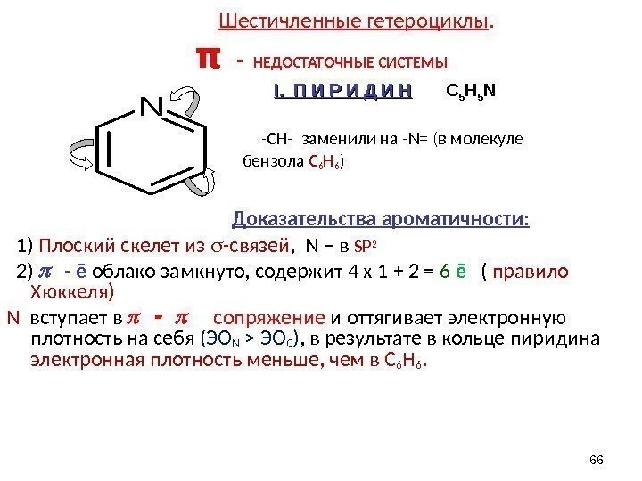   Шестичленные гетероциклы. π  -  НЕДОСТАТОЧНЫЕ СИСТЕМЫ    