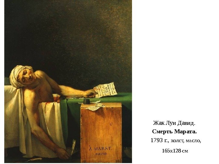 Жак Луи Давид.  Смерть Марата.  1793 г. ,  холст, масло, 