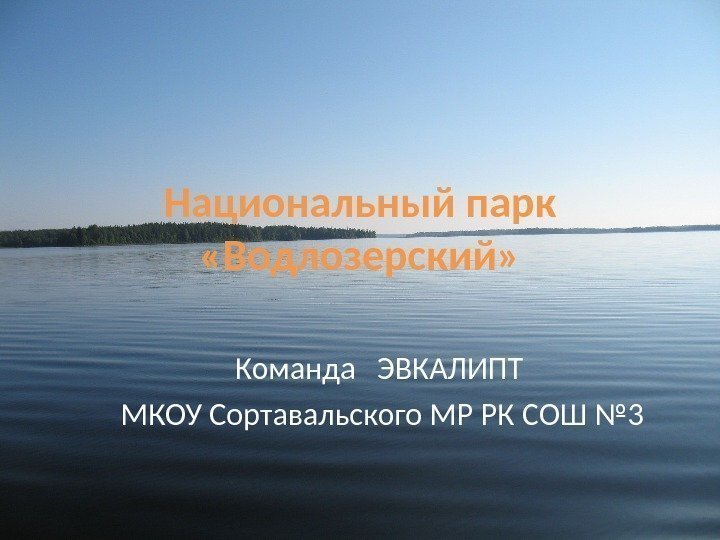 Национальный парк  «Водлозерский» Команда  ЭВКАЛИПТ МКОУ Сортавальского МР РК СОШ № 3