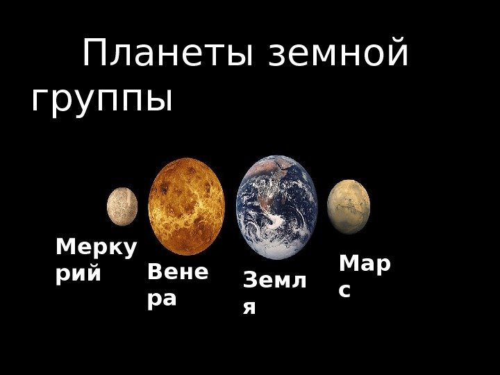    Планеты земной группы Мерку рий Вене ра Земл я Мар с