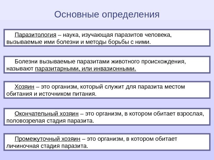 Паразитология – наука, изучающая паразитов человека,  вызываемые ими болезни и методы борьбы с