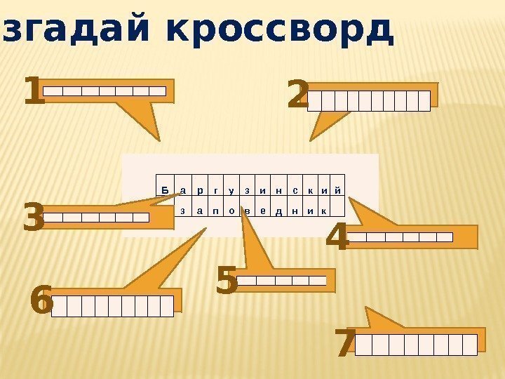  Разгадай кроссворд Б а р г у з и н с к и