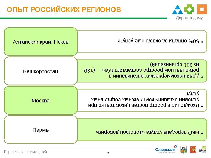  7 ОПЫТ РОССИЙСКИХ РЕГИОНОВ • 50 оплаты за оказанные услуги Алтайский край, Псков