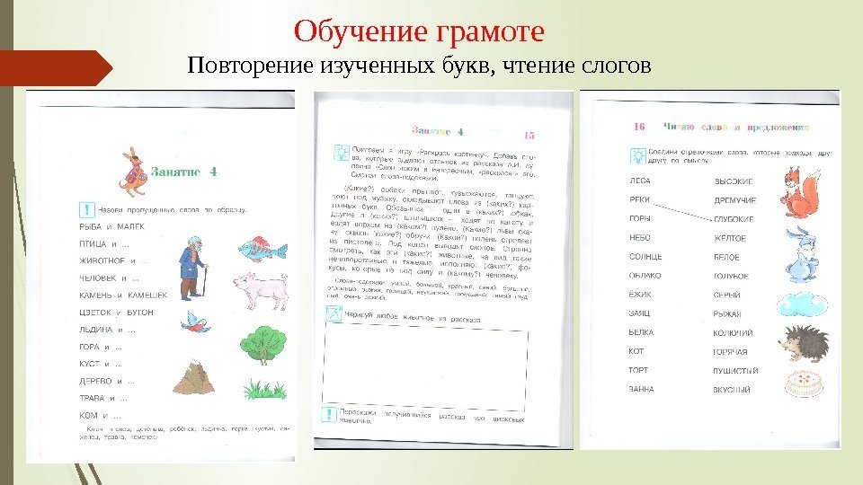 Обучение грамоте Повторение изученных букв, чтение слогов   