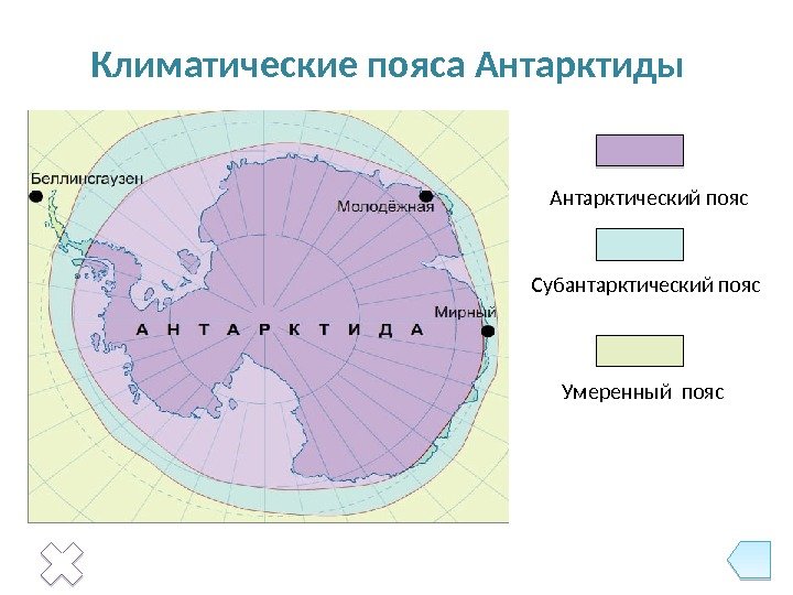 Антарктический пояс Субантарктический пояс Умеренный пояс. Климатические пояса Антарктиды  