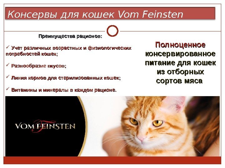Консервы для кошек Vom Feinsten Полноценное  консервированное питание для кошек из отборных сортов