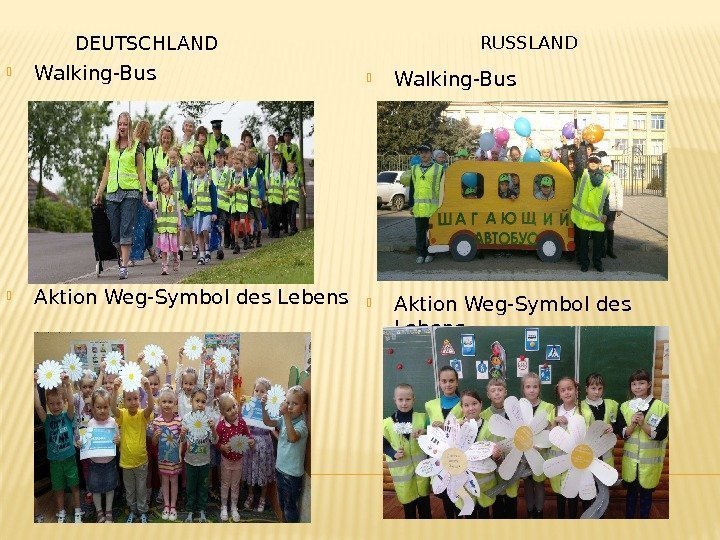 DEUTSCHLAND RUSSLAND Walking-Bus Aktion Weg-Symbol des Lebens  