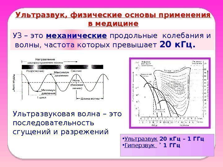 Ультразвук, физические основы применения в медицине УЗ – это механические продольные колебания и 