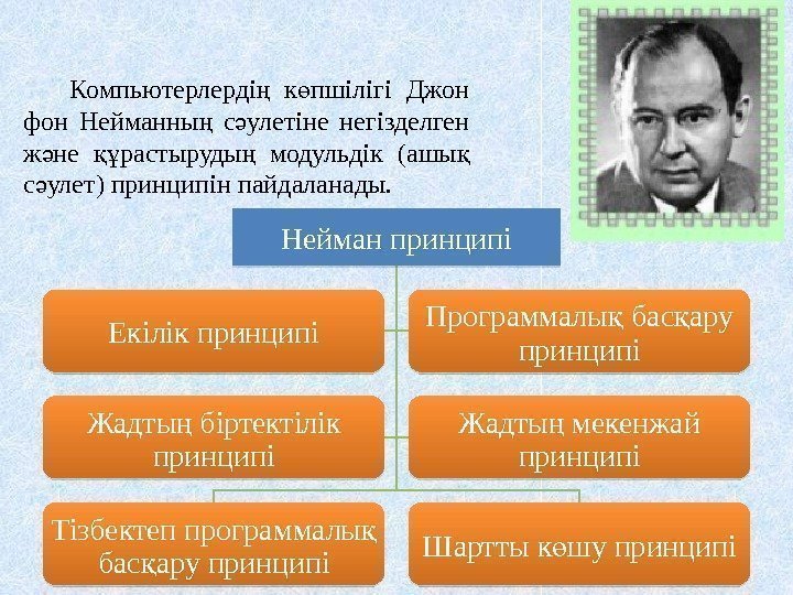 Компьютерлерді  к пшілігі Джон ң ө фон Нейманны  с улетіне негізделген ң