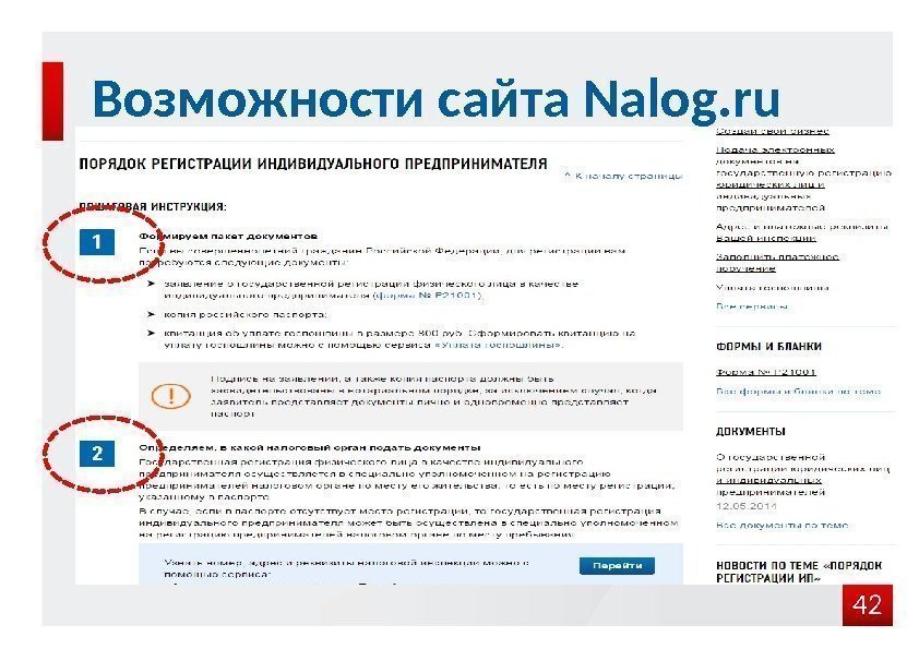 Возможности сайта Nalog. ru 42  