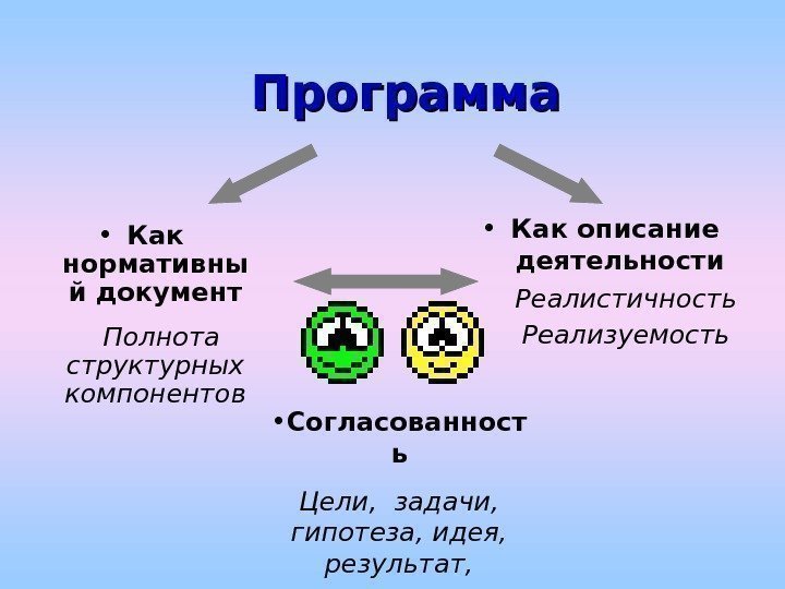   Программа • Как нормативны й документ  Полнота структурных компонентов • Как