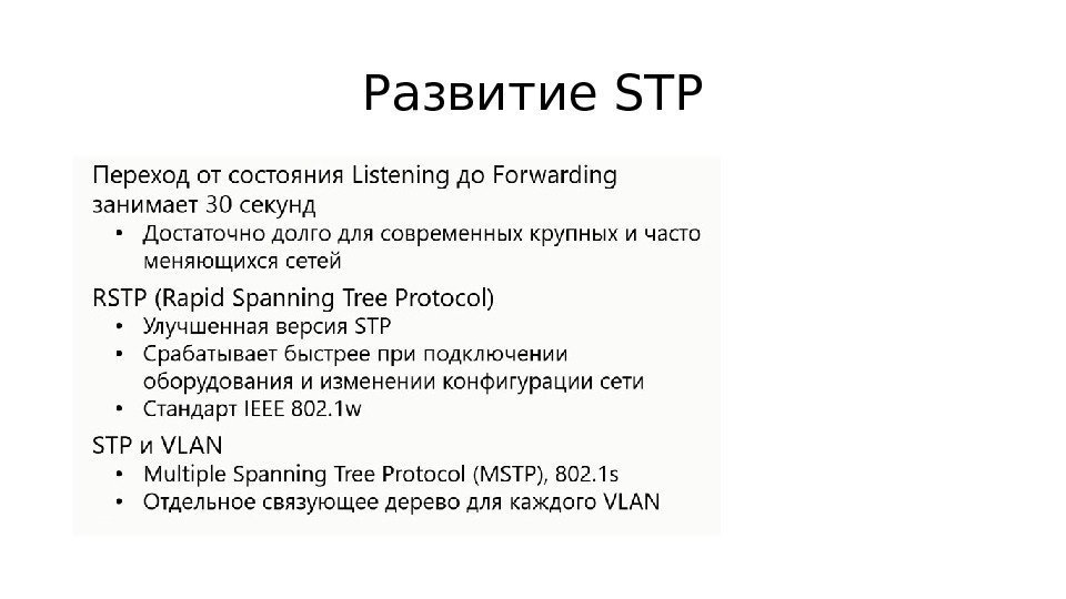 Развитие STP 