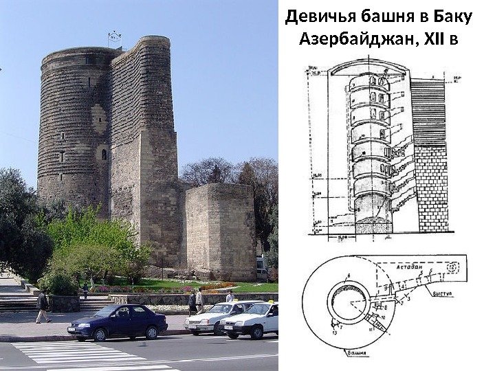 Девичья башня в Баку Азербайджан, XII в 