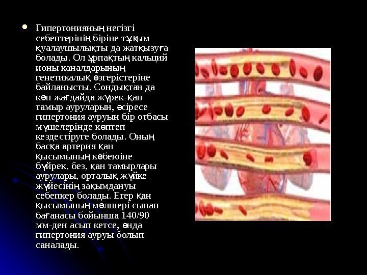  Гипертонияны негізгі ң себептеріні біріне т ым ң ұқ уалаушылы ты да жат