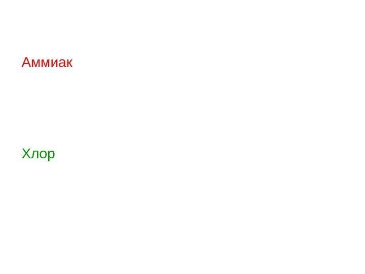 Наиболее широко применяемые в народном хозяйстве АХОВ: Аммиак  находит применение как хладагент при