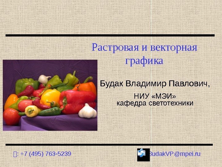 Pастровая и векторная графика : +7 (495) 763 -5239 Budak. VP@mpei. ru. Будак Владимир