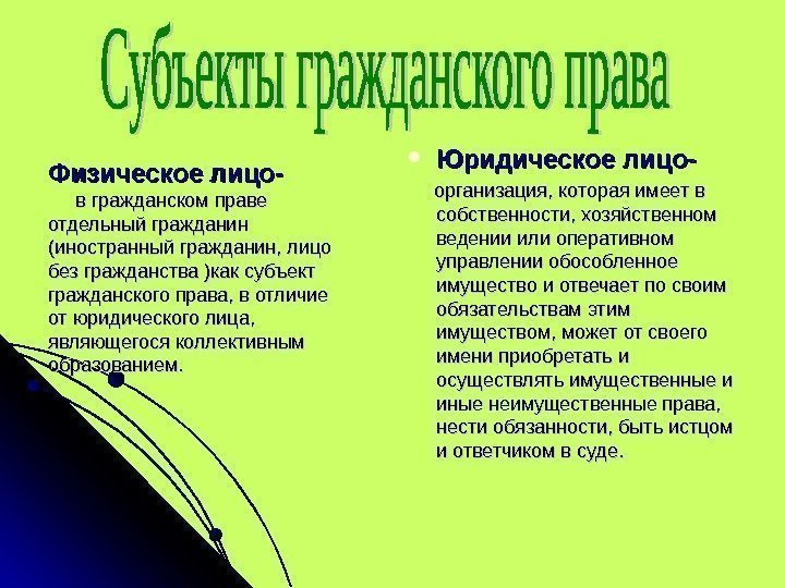  Юридическое лицо-  организация, которая имеет в собственности, хозяйственном ведении или оперативном управлении