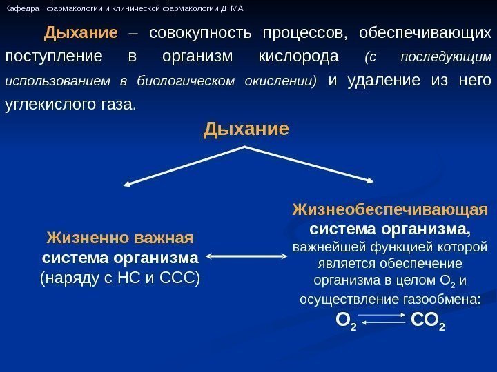 Дыхание  – совокупность процессов,  обеспечивающих поступление в организм кислорода (с последующим использованием