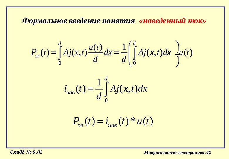 Слайд № 8 Л 1 Микроволновая электроника Л 20 0 ( ) 1 (