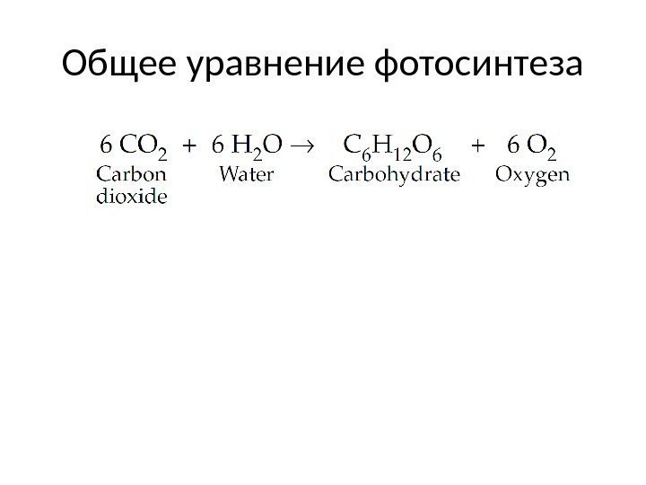 Общее уравнение фотосинтеза 