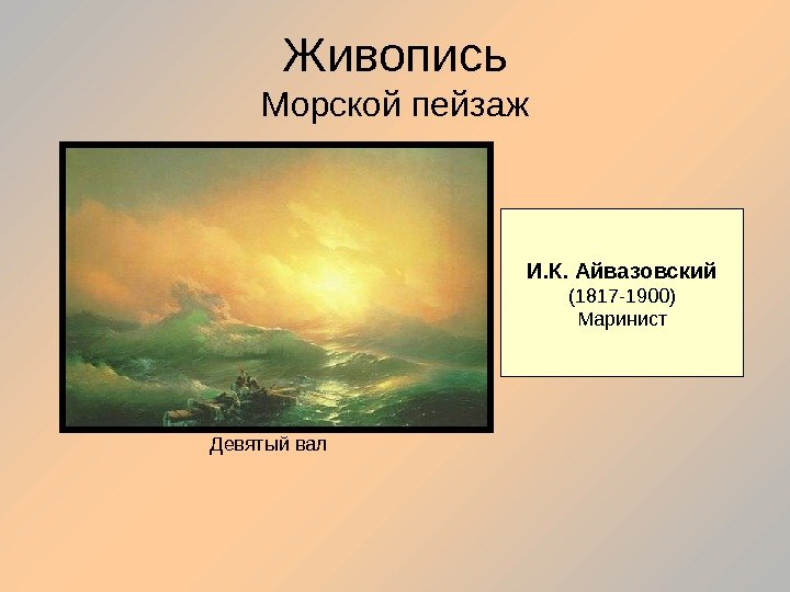 Живопись Морской пейзаж И. К. Айвазовский (1817 -1900) Маринист Девятый вал 