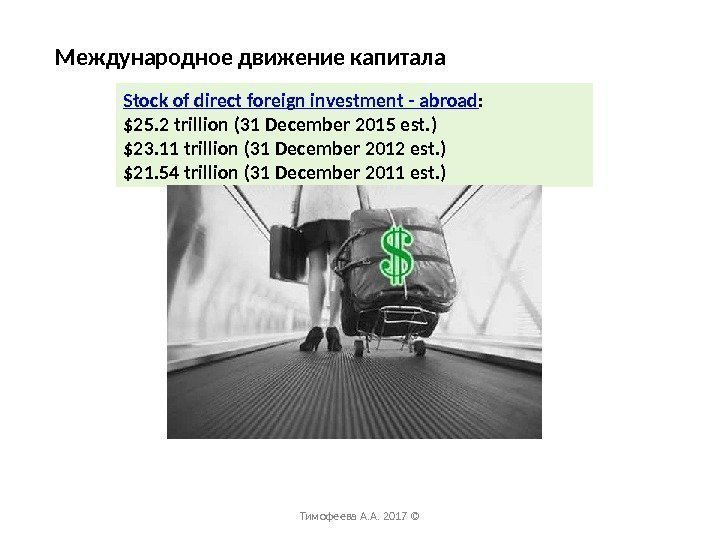 Stock of direct foreign investment - abroad : $2 5. 2 trillion (31 December
