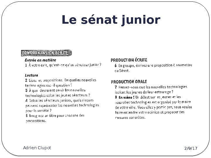 Le sénat junior 2/9/17 Adrien Clupot 20 