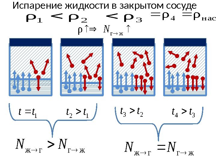 Испарение жидкости в закрытом сосудежггж NN 1 tt 12 tt 23 tt 34 tt